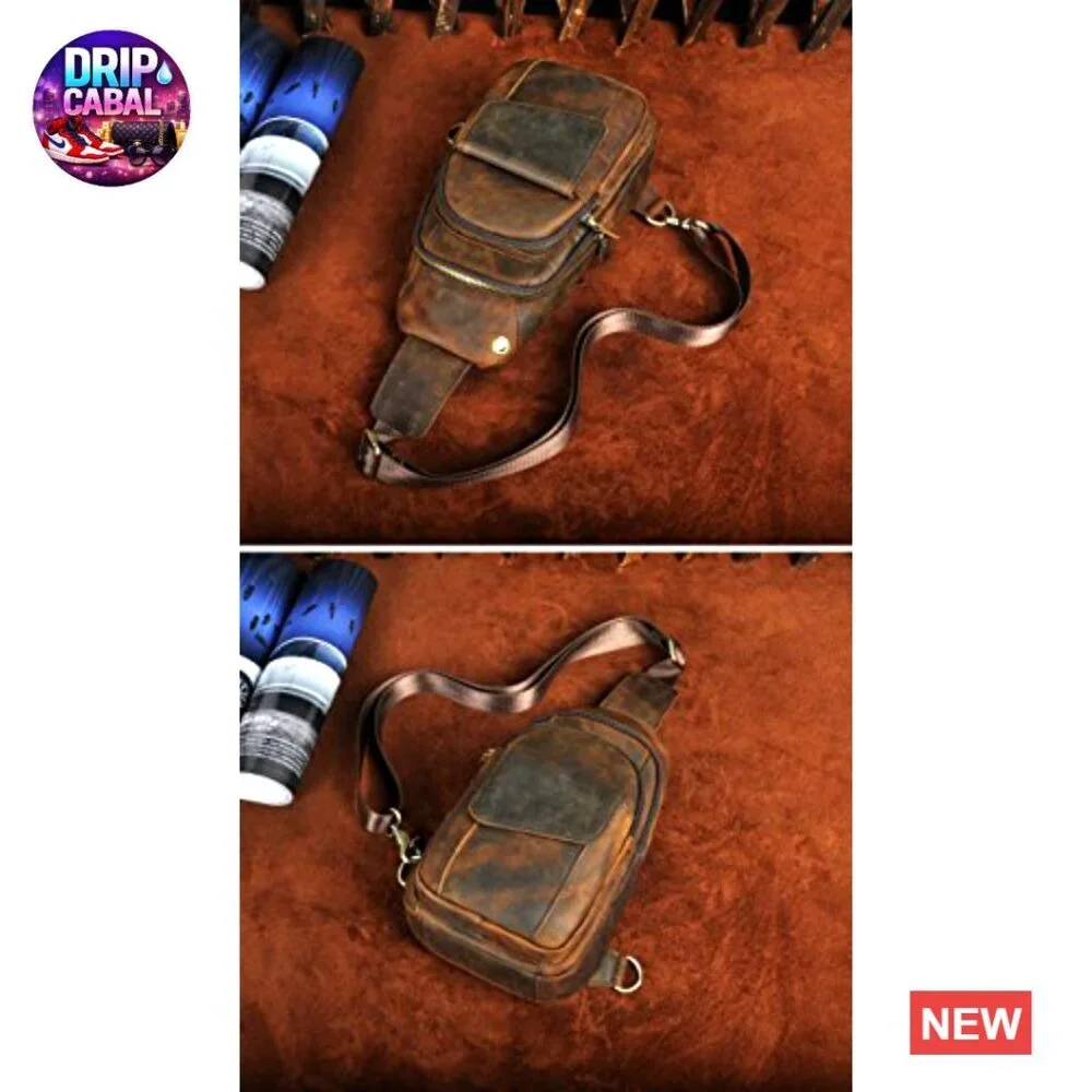 Genuine Leather Crossbody Sling Bag for Hiking Travel